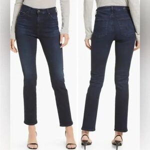 AG Adriano Goldschmied Dark Blue High-Rise Slim Straight Leg Jeans Size 30